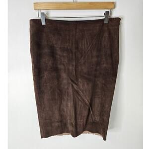 DDC LAB Stretchy Soft Genuine Lambskin Brown Leather Skirt Size 28